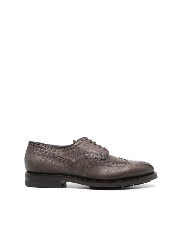 Pebble Effect Leather Lace-Up Shoes