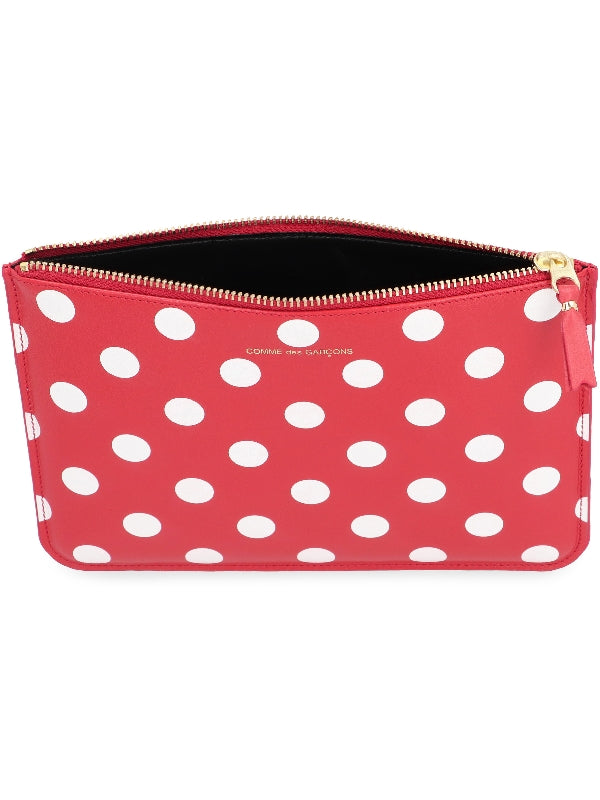 Polka Dot Leather Zip Pouch