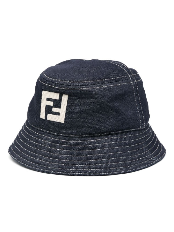 FF Logo Embroidery Cotton
  Denim Bucket Hat