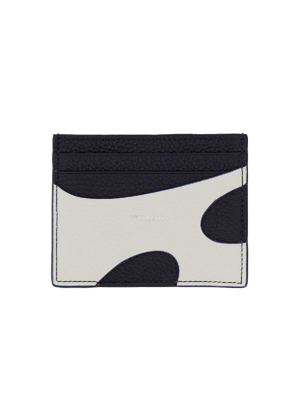 Cutout Color Leather Logo Card Wallet