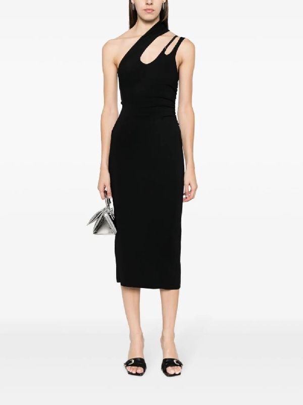 One-Shoulder Fitted Midi Dress