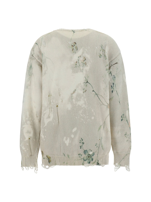 Flower Distressed Cotton Knit