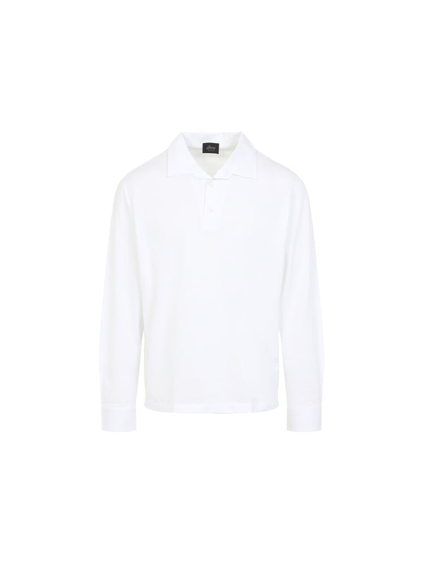 Cotton Long-Sleeve Polo Shirt