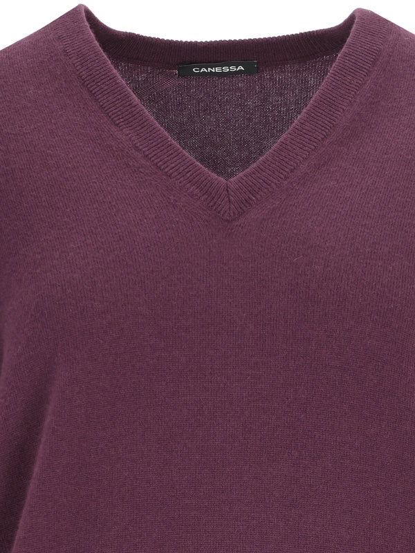 Ribbed Cashmere V-Neck Knit