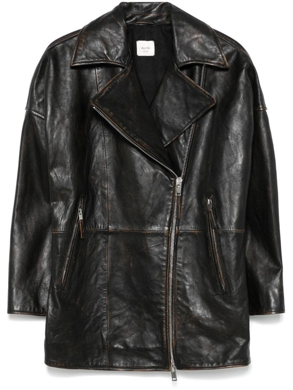 Long Leather Biker Jacket