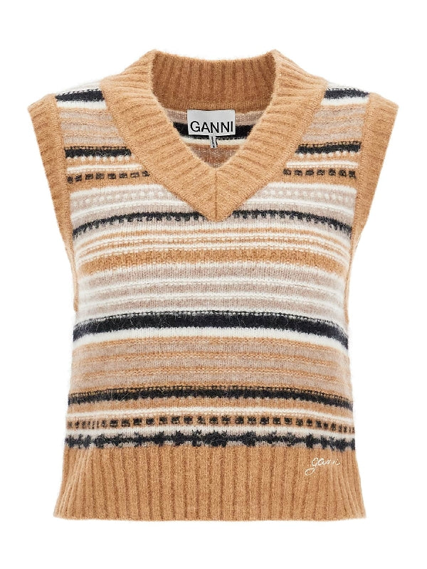 Striped Alpaca Blend Knit Vest - Jente