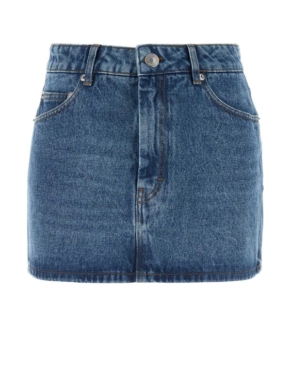 Back Logo Patch Denim Mini
  Skirt