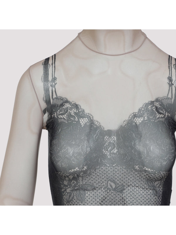 Trompe-L'oeil High-Neck Long-Sleeve Top