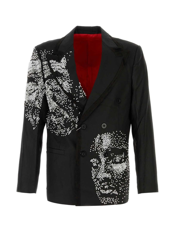 Face Beads Ornament Double-breasted
  Jacket