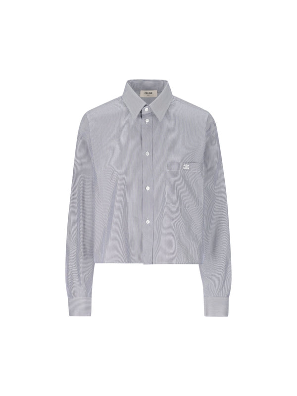 Triomphe Logo Embroidery Stripe Shirt