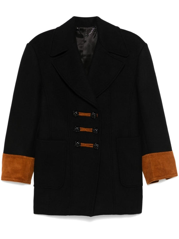 Button Sleeve Detail Double
  Coat