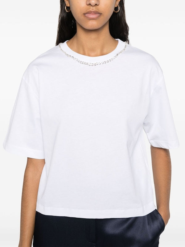 Crystal Embellished Cotton
  Short Sleeve T-Shirt
