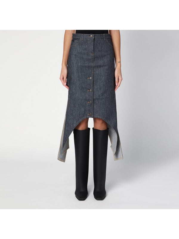 Asymmetric Denim Skirt