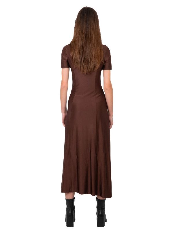 Brown Draped Long Dress