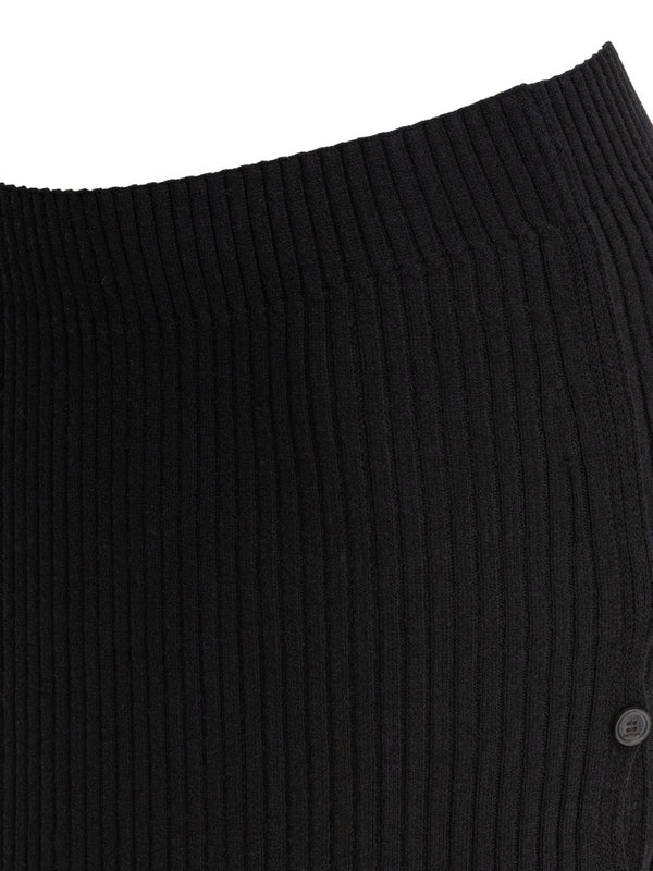 Button Detail Rib Mini Skirt