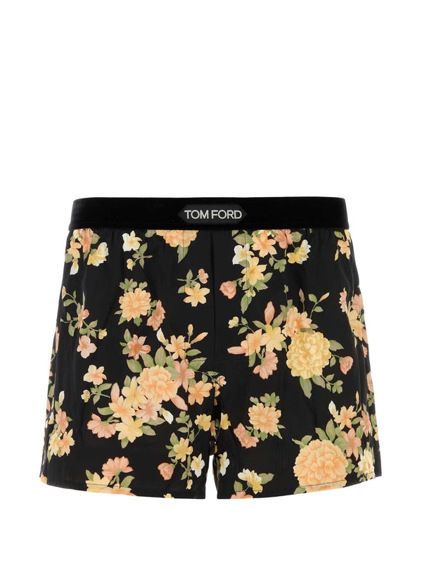 Flower Pattern Logo Banding Boxer Briefs