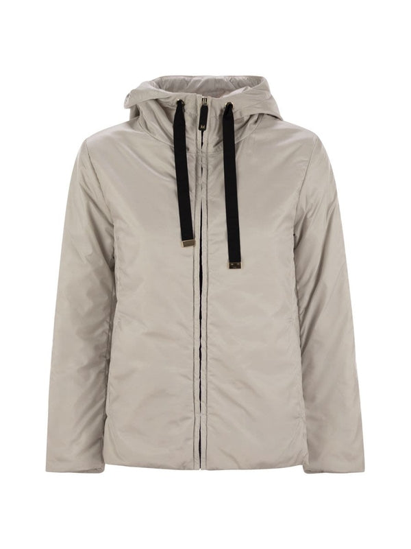 Drawstring Hooded Zip-Up Nylon Jacket