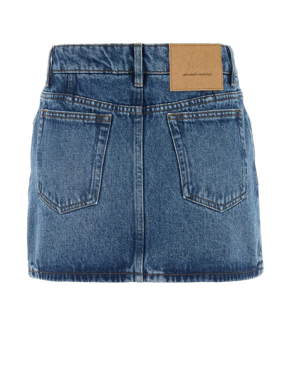 Back Logo Patch Denim Mini
  Skirt