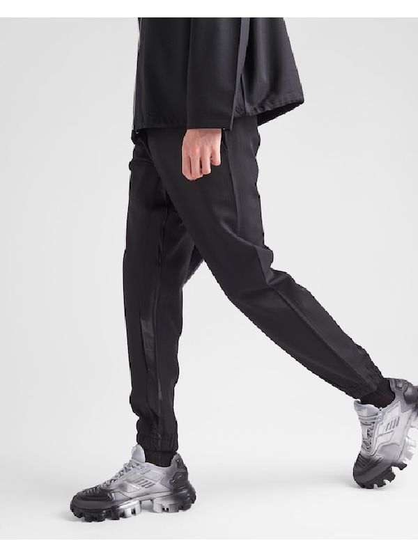 Back Triangle Logo Patch Wool Pants