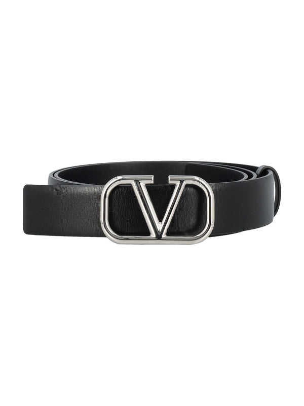 V Logo Leather Belt