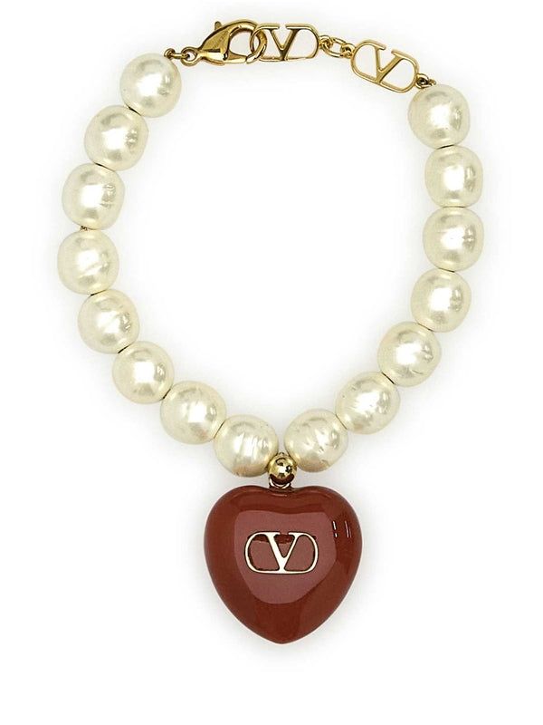 Coeur Metal Logo Enamel Pearl Bracelet