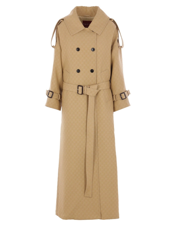 Belt Detail Wool Silk Trench Coat