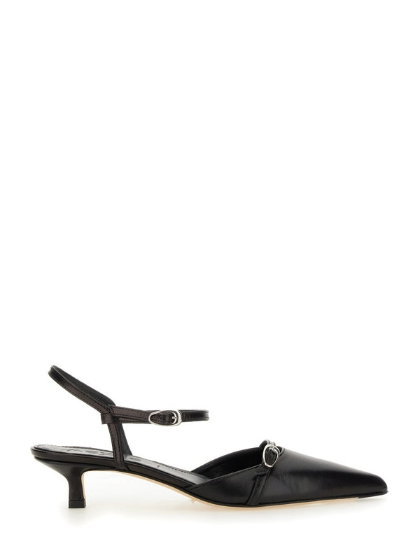 Melia Strap Buckle Leather Slingback Heels