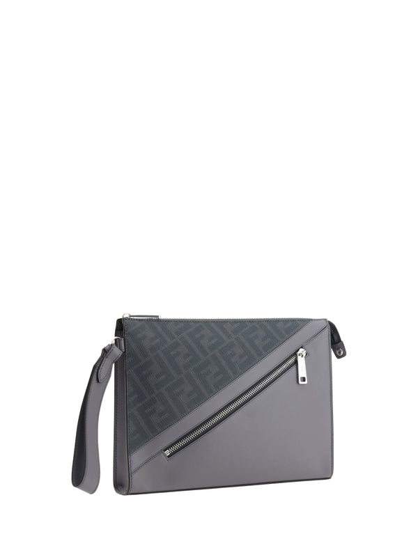 FF Leather Fabric Clutch