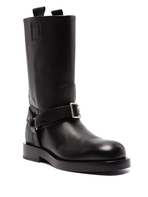 Leather Buckle Harness Calfskin Boots