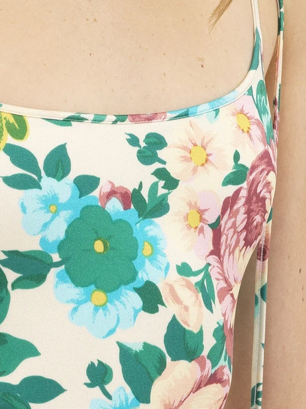 Allover Flower Pattern Swimsuit