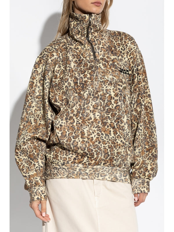 Wilda Leopard Pattern Half Zip
  Sweatshirt