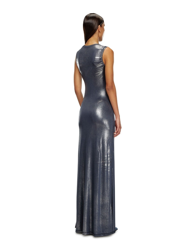 Vety Zipper Detail Metallic Dress