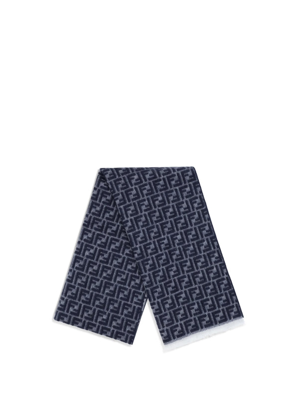 Fendi Blue Wool Mufflers