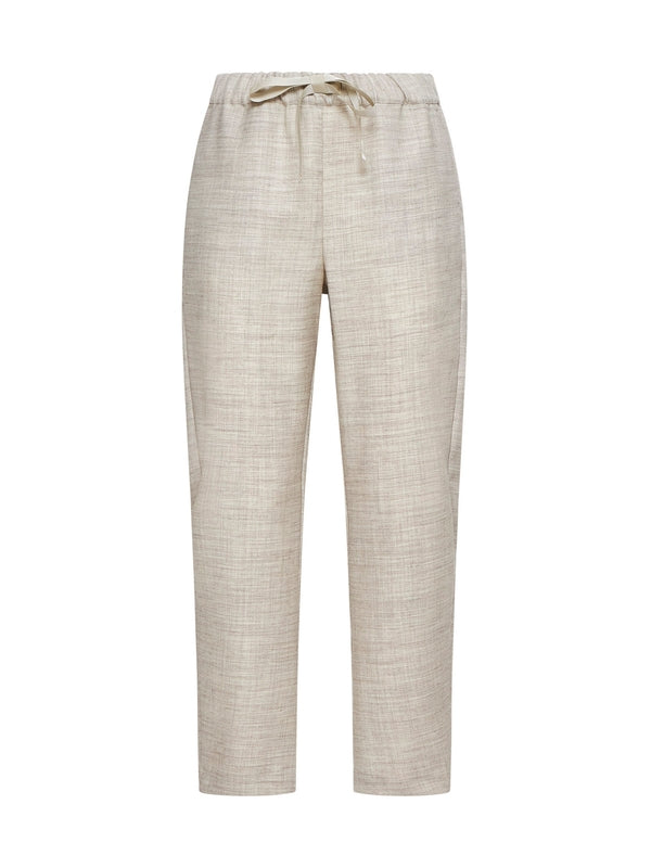 Drawstring Cropped Wool Pants