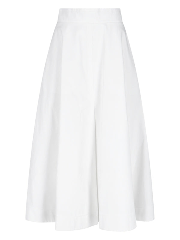 Pleated Cotton Midi Skirt