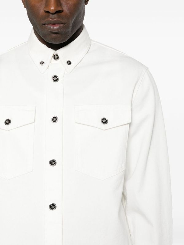 White Flap Pocket Cotton Shirt