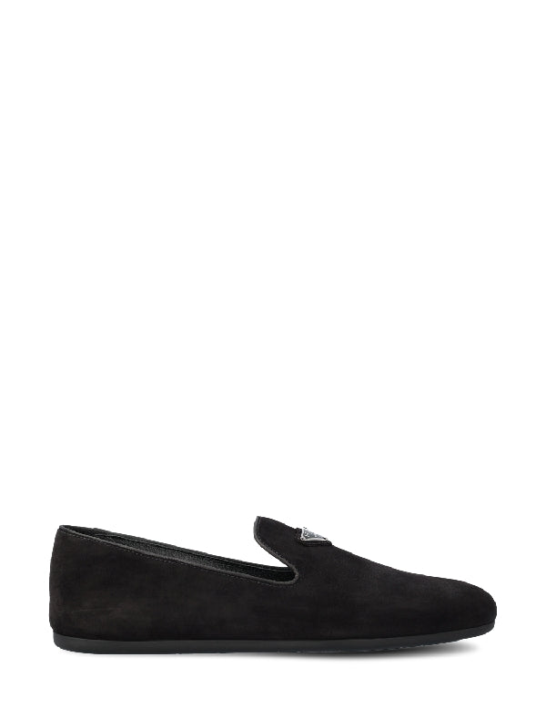 Triangle Logo Suede Loafers