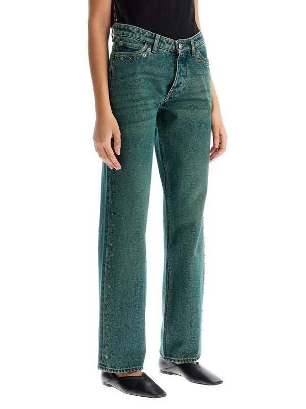 Crowd Button Stud Denim Pants