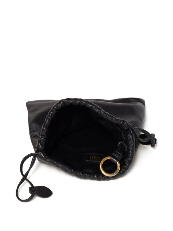 Logo Drawstring Leather Pouch