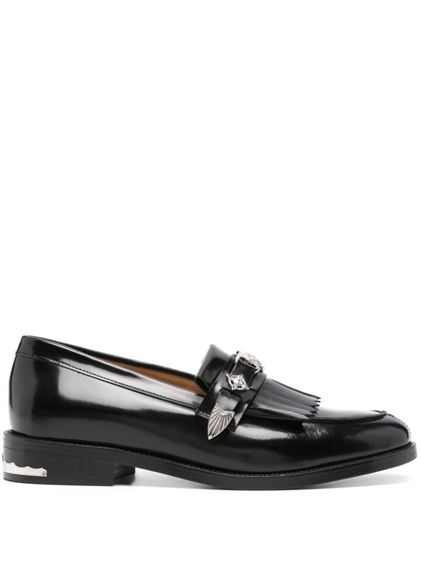 Stud Fringe Leather Loafers