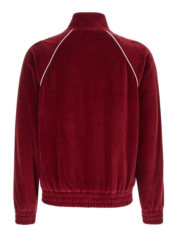 Triomphe 刺绣天鹅绒运动拉链夹克