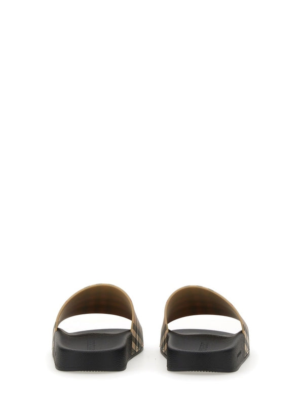 Burberry Beige Checked Slides