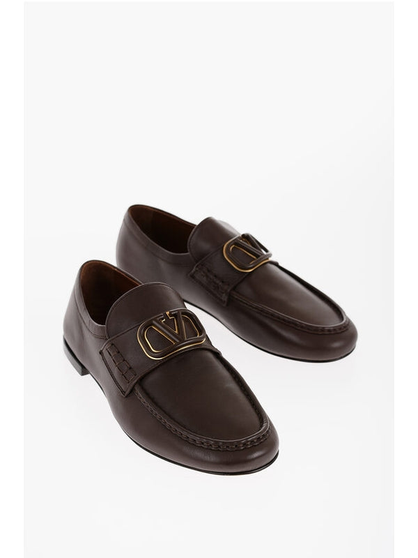 V Logo Calfskin Loafers