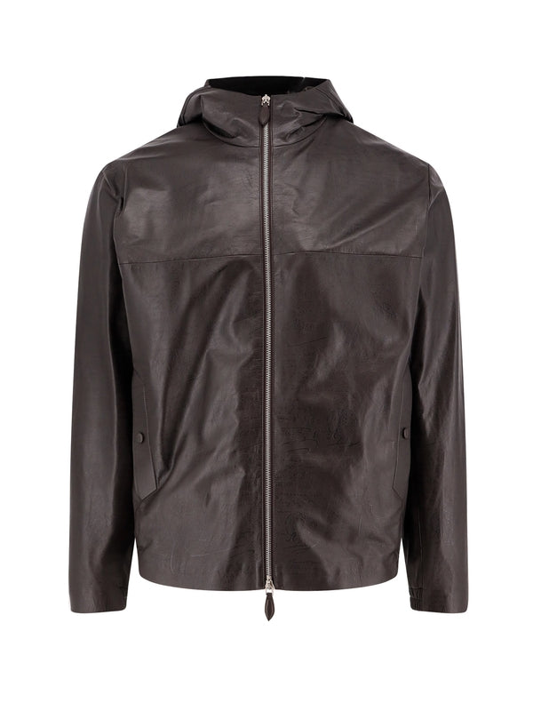 Scritto Leather Hoodie Jacket