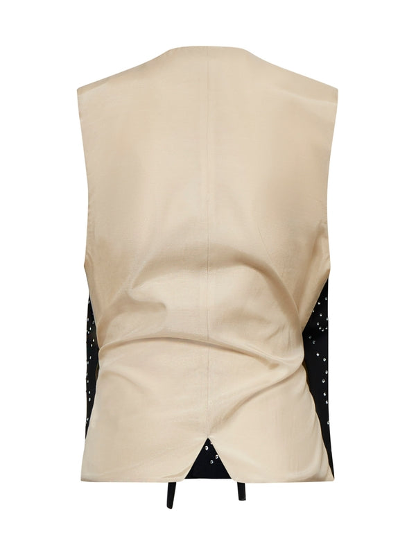 Rhinestone Strap Satin Vest