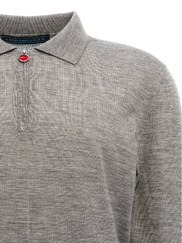 Zip-Up Wool Polo Shirt