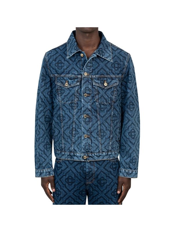 Allover Printed Cotton Denim Jacket