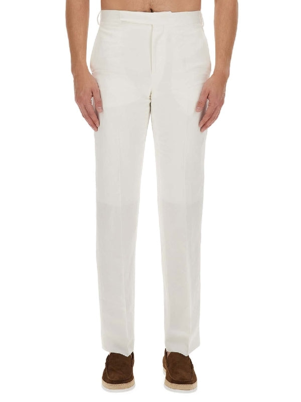 Linen Blend Straight Pants