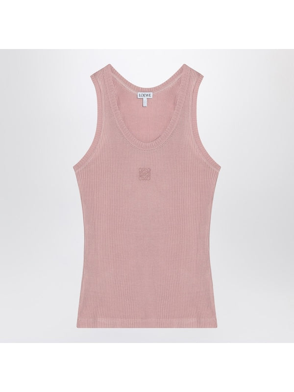 Anagram Logo Silk Sleeveless Top