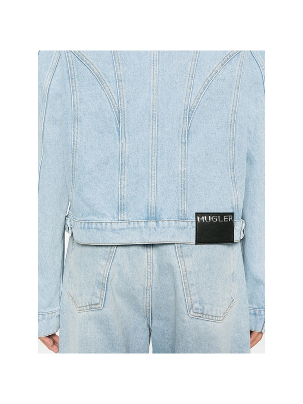 Back Logo Patch Cotton Denim Trucker Jacket